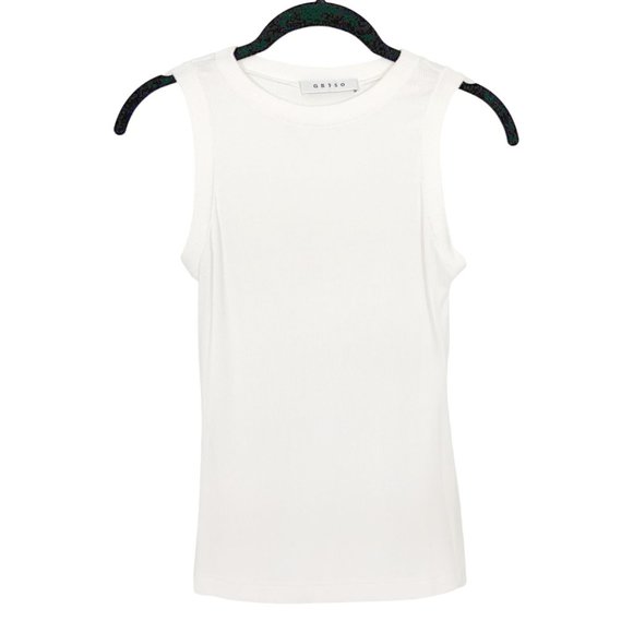 GBTSO Tops - White/Off White Ribbed Designer Tank Top